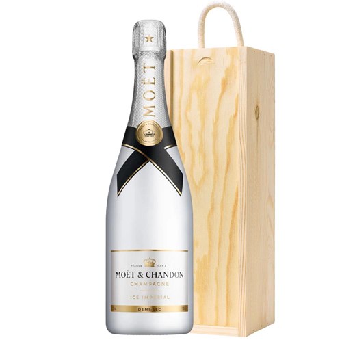 Moet and Chandon Ice White Imperial 75cl In Pine Wooden Gift Box